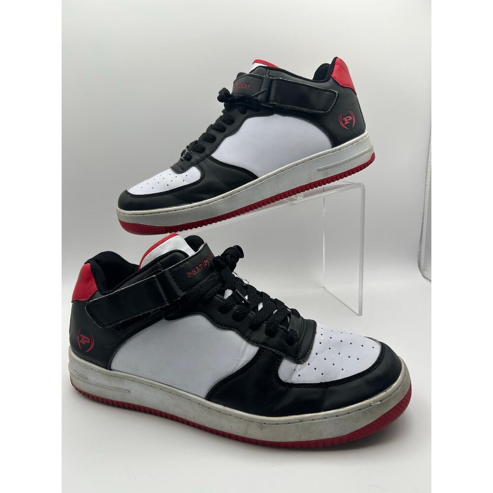 Phat Farm Mid Top Strap Sneakers Black White Red Mens Size 11 Streetwear